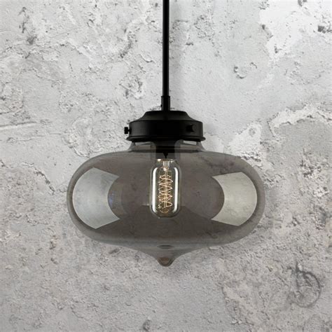 Industrial Smoked Glass Pendant Light Cl 27924 E2