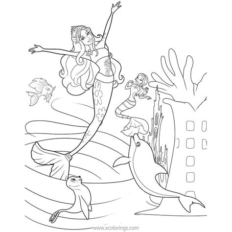 barbie mermaid characters coloring pages xcoloringscom