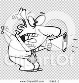 Shouting Outlined Businessman Megaphone Illustration Royalty Clipart Vector Toonaday sketch template