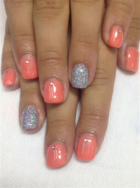 cool orangecoral summer nails pigment powder added   toxic