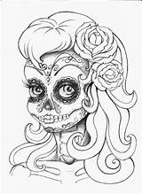 Coloring Pages Tattoo Skull Deviantart Muertos Los Flash Sugar Tattoos Dia Drawing Choose Board Cool Book Rockabilly sketch template