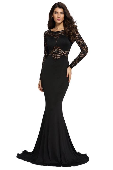 Black Long Lace Sleeve Mermaid Prom Dress Mb61019 2 Party Gown Dress