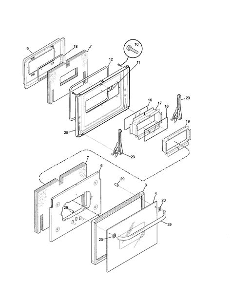 door diagram parts list  model febcesh frigidaire parts wall oven parts searspartsdirect