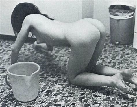 nude women scrubbing floor babe