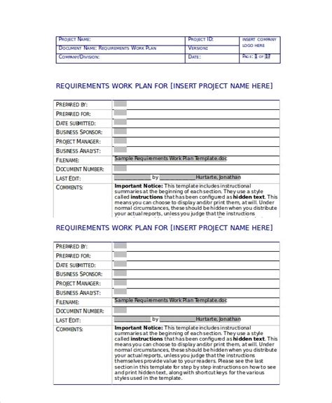 work plan template    word documents
