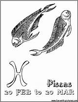 Coloring Pisces Pages Zodiac Fun Printable Horoscopes Capricorn sketch template