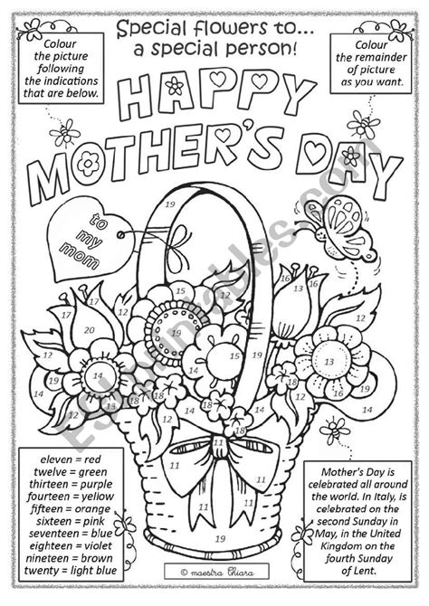mothers day activity esl worksheet  chiaretta