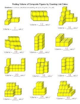 finding volume  irregular figures  counting cubes worksheet