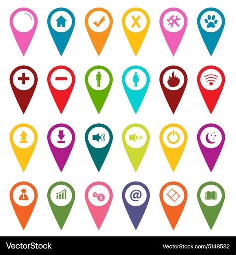 colored map markers icon set royalty  vector image