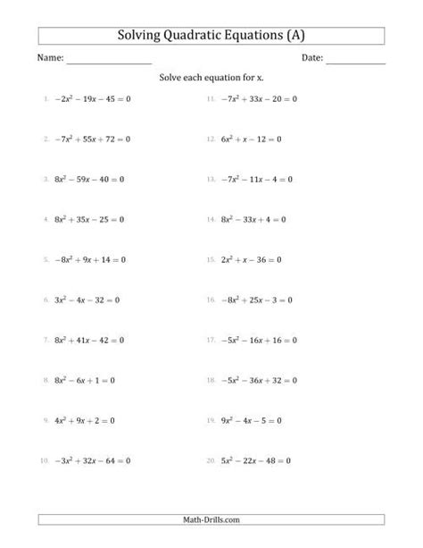 solving quadratic equations  positive  negative  coefficients