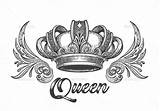 Crown Queen Tattoo Drawing Style King Tattoos Drawings Drawn Designs Retro Vintage Vector Coloring Preview Graphicriver Draw Illustration Stencils Women sketch template