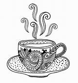 Tasse Colouring Tea Malvorlage Kaffee Teacup Smile sketch template
