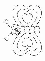 Coloring Pages Valentines Butterfly Heart sketch template
