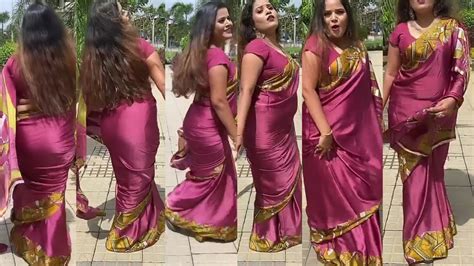 Hot Bhabhi In Satin Saree Saree Dance Shorts Youtube