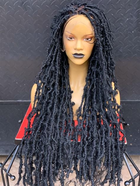 Distressed Faux Locs Frontal Lace 30 Inches Long Braidwig African F