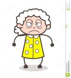 Cartoon Sick Old Lady Face Expression Vector Illustration