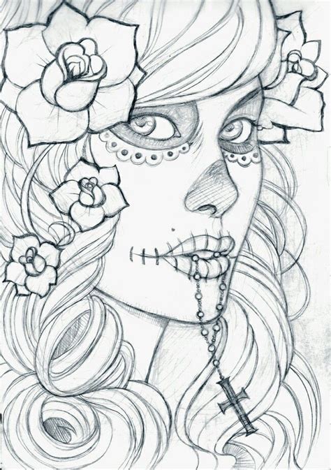 pin  angela  tattoo skull coloring pages skulls drawing drawings