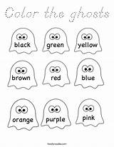Coloring Color Ghosts Halloween Preschool Ghost Twistynoodle Pages Sheets Crafts Worksheets Name Activities Tracing Practice Fall Autumn Built California Usa sketch template