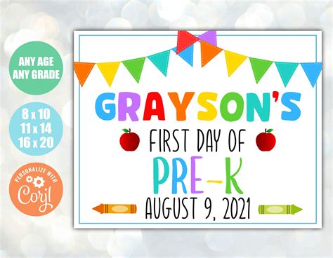 day  pre  sign editable  day  school sign etsy