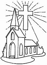 Church Coloring Pages Cross Drawing Building Simple Shining Color Print Printable Inside Helpers Place Template Getcolorings Getdrawings Comments sketch template