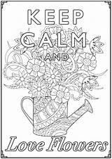 Calm Keep Flowers Coloring Watering Adult sketch template