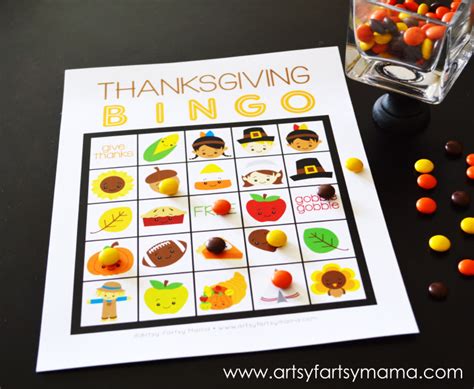 printable thanksgiving bingo artsy fartsy mama