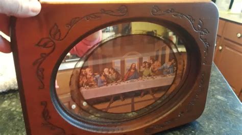 vintage carved wood frame jesus  supper  mirror  picclick uk