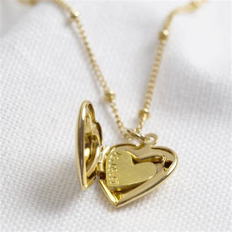personalised engraved heart locket necklace  lisa angel