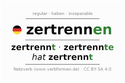 conjugation german zertrennen  forms  verb examples rules netzverb dictionary