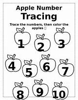 Apple Tracing Number sketch template