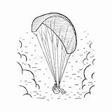 Parapente Paraglider Parachutiste Tiré Croquis Skydiver Flying Vecteurs sketch template