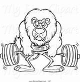 Coloring Gym Fitness Drawing Lion Cartoon Weightlifting Clipart Pages Strong Lifting Cat Weight Getdrawings Line Big Bodybuilder Lineart Ron Leishman sketch template