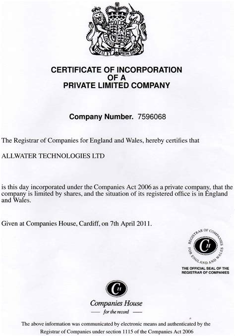 company documents allwater technologies  south west uk