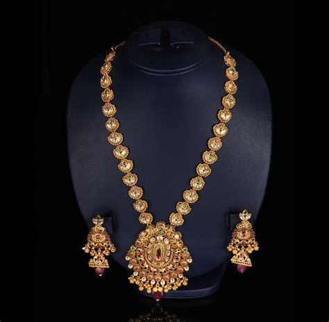 gold  diamond jewellery designs beautiful antique bridal necklace