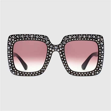 Gucci Oversize Square Sunglasses With Crystals