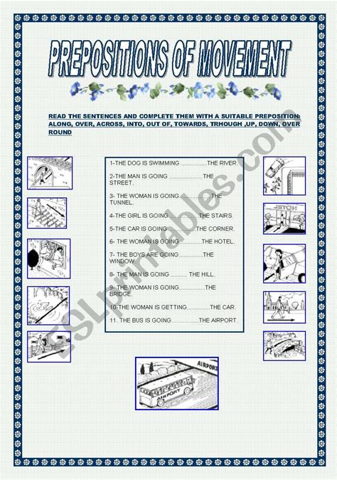 prepositions  movement esl worksheet  ag