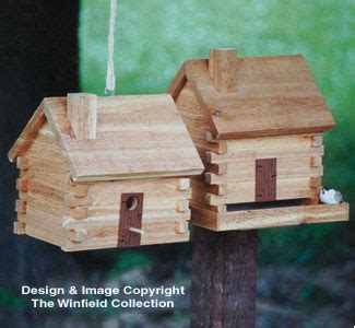 birdhouse wood patterns log cabin birdhousefeeder wood plans