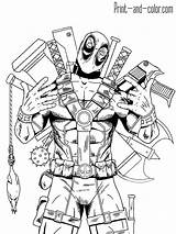 Deadpool Colouring Hero sketch template
