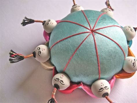 Vintage Pin Cushion Chinese Silk Little People Etsy