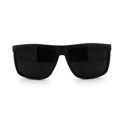 Super Dark Black Lens Mens Sunglasses Classic Square Frame Black