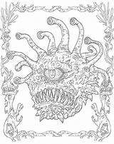 Coloring Dragons Dungeons Monsters Book Realms Pages Heroes Dnd Head Drawing Review Getdrawings Beholder sketch template