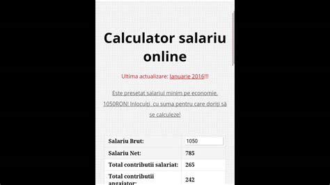 salarix calculator salariu  youtube