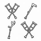 Crutches Muletas Iconos Contorno sketch template