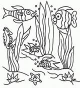Coloring Underwater Pages Sea Under Scene Printable Ocean Colouring Seaweed Drawing Clipart Landscape Easy Sheet Floor Animals Print Color Fish sketch template
