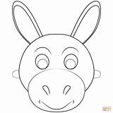 Donkey Mask Coloring Printable Pages Template Animal Masks Color Templates Cartoons Kids Drawing sketch template