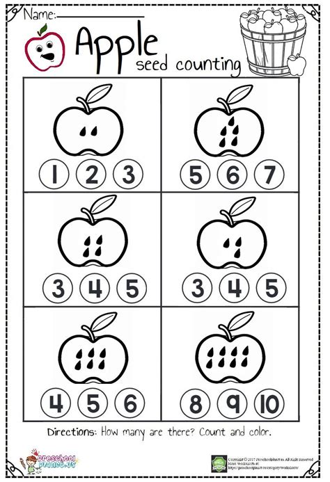 apple worksheets preschool  workssheet list