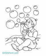 Coloring Bubbles Blowing Sheet Pages Boy Playing Template Sketch sketch template
