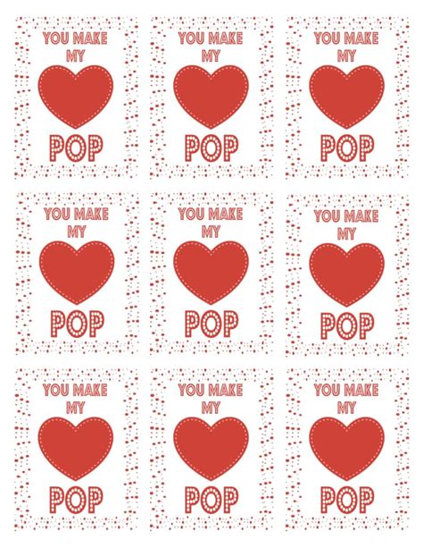 heart pop  valentine printable recipe