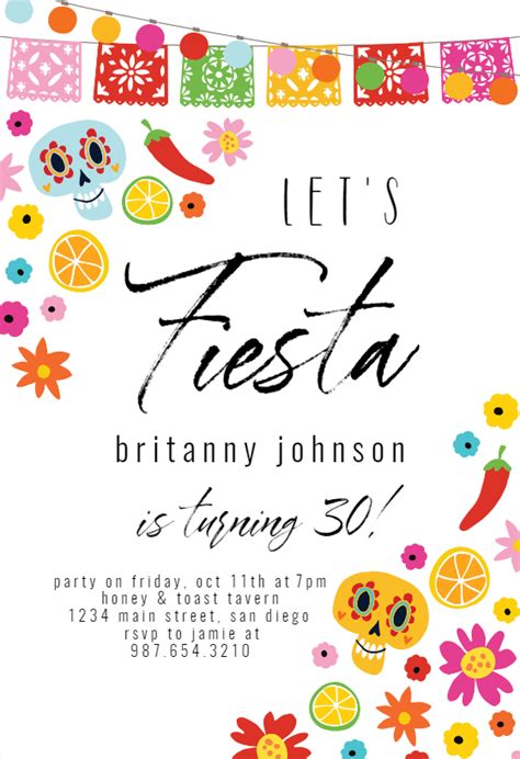 colorful fiesta party invitation template   island