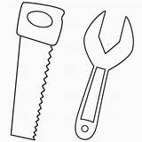 Tools Coloring Saw Pages Tool Wrench Construction Color Kids Fathers Father Sheets Colouring Labor Print Man Hand Hammer Preschool Worker sketch template
